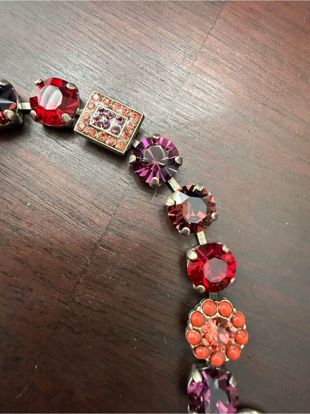 Mariana Jewelry Red & Purple Crystal Flower Bracelet - Picture 5 of 6